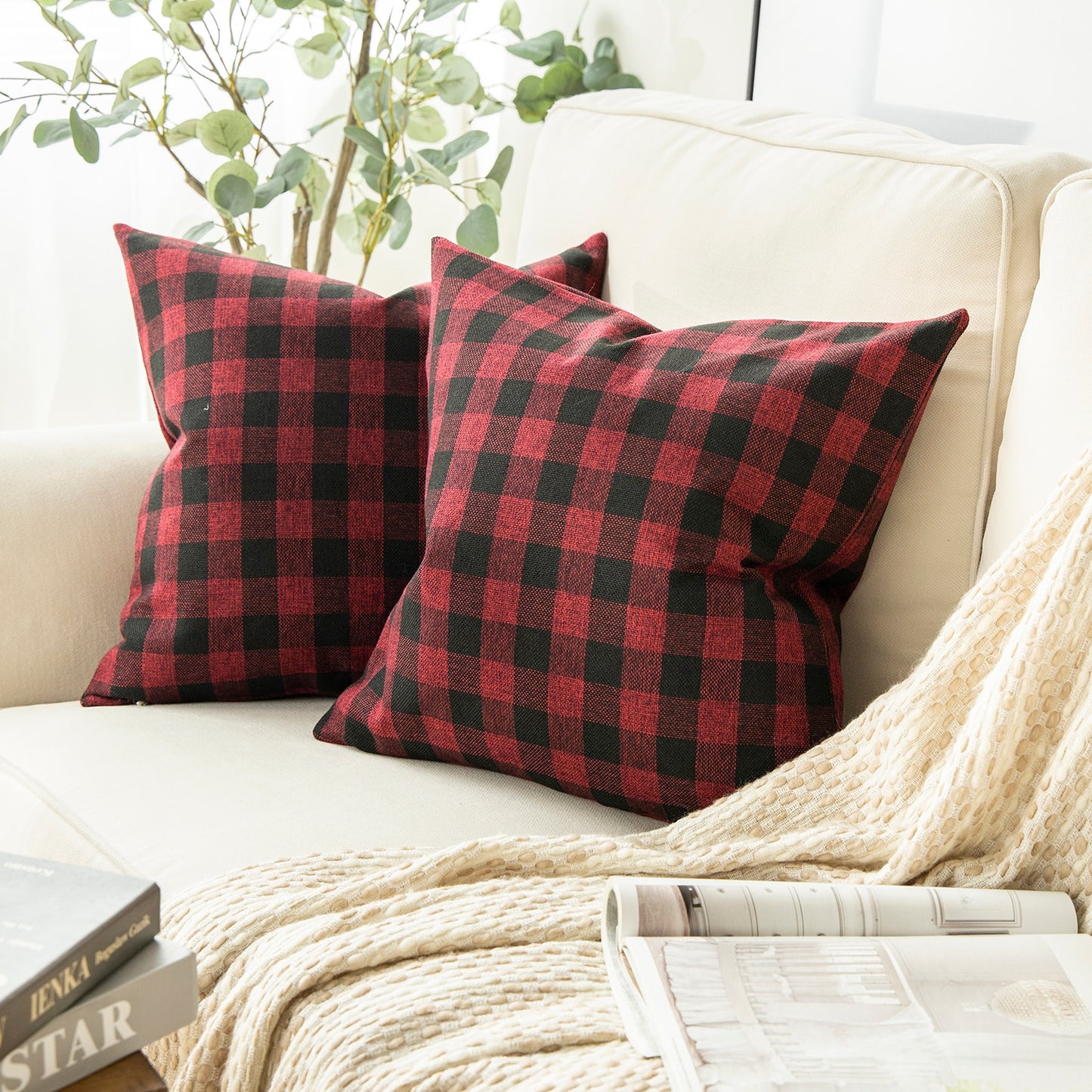 Pack of 2: Plaid Throw Pillow Covers (20X20)