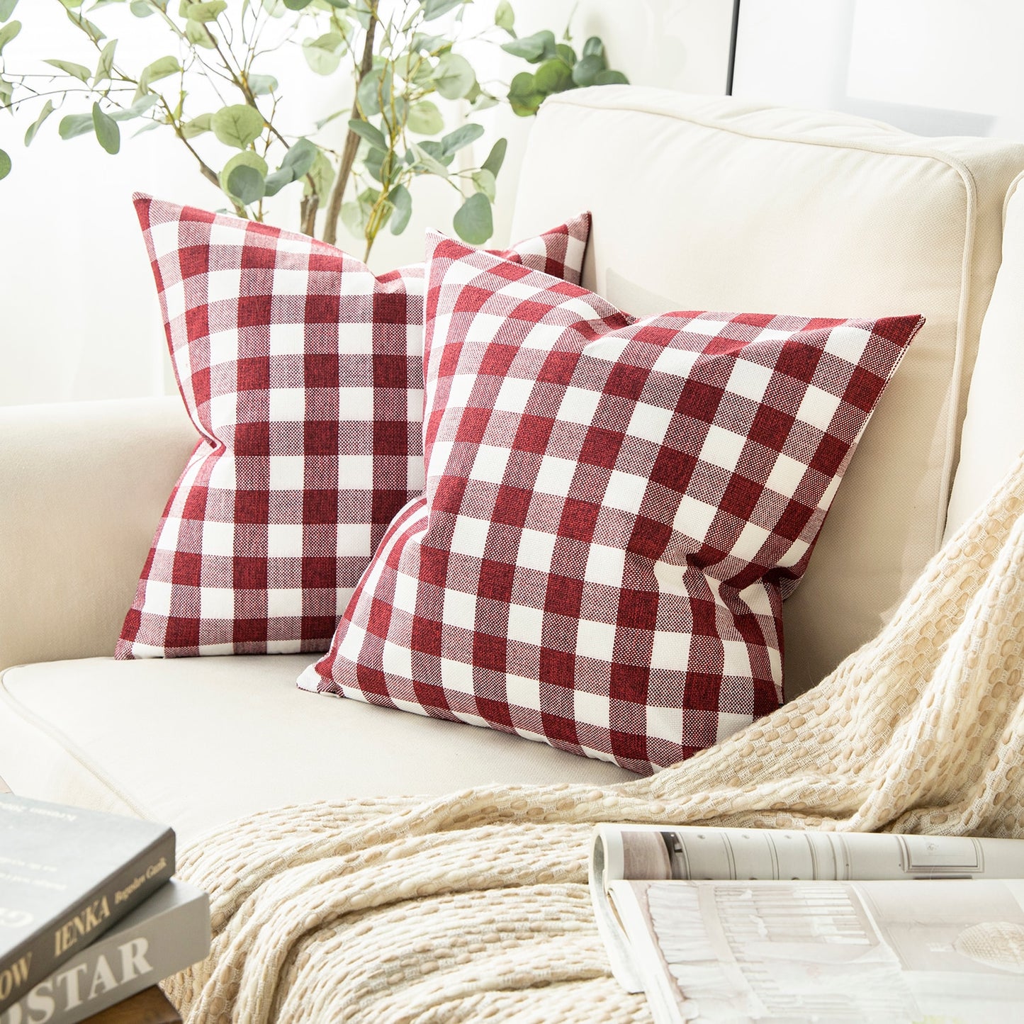 Pack of 2: Plaid Throw Pillow Covers (20X20)