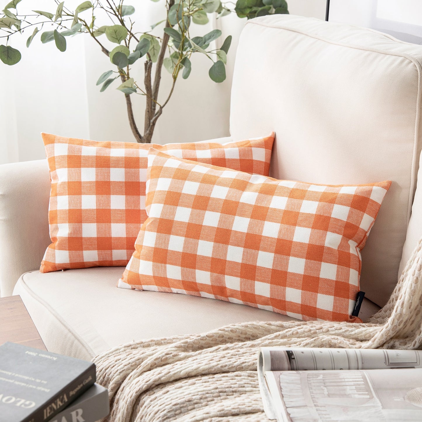 Pack of 2: Plaid Throw Pillow Covers (12X20)