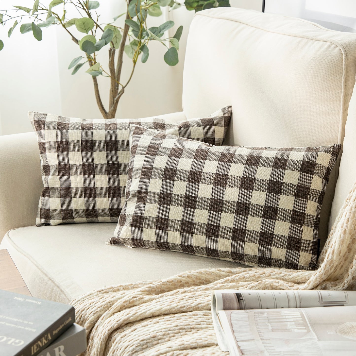 Pack of 2: Plaid Throw Pillow Covers (12X20)