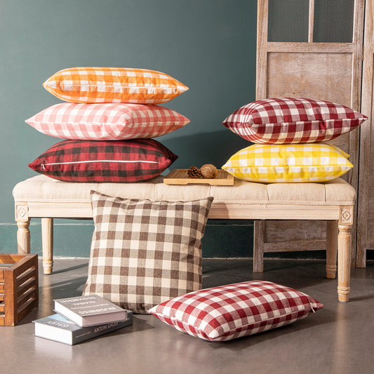 Pack of 2: Plaid Throw Pillow Covers (20X20)