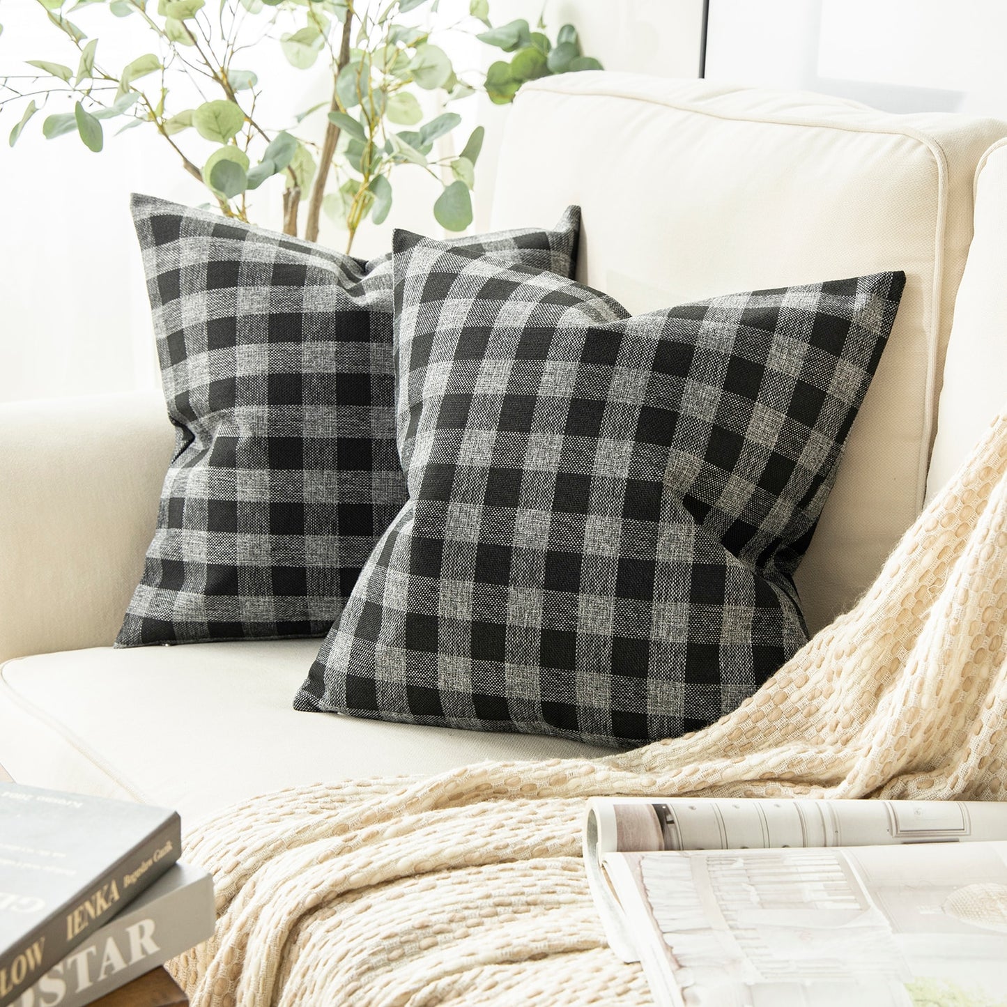 Pack of 2: Plaid Throw Pillow Covers (20X20)