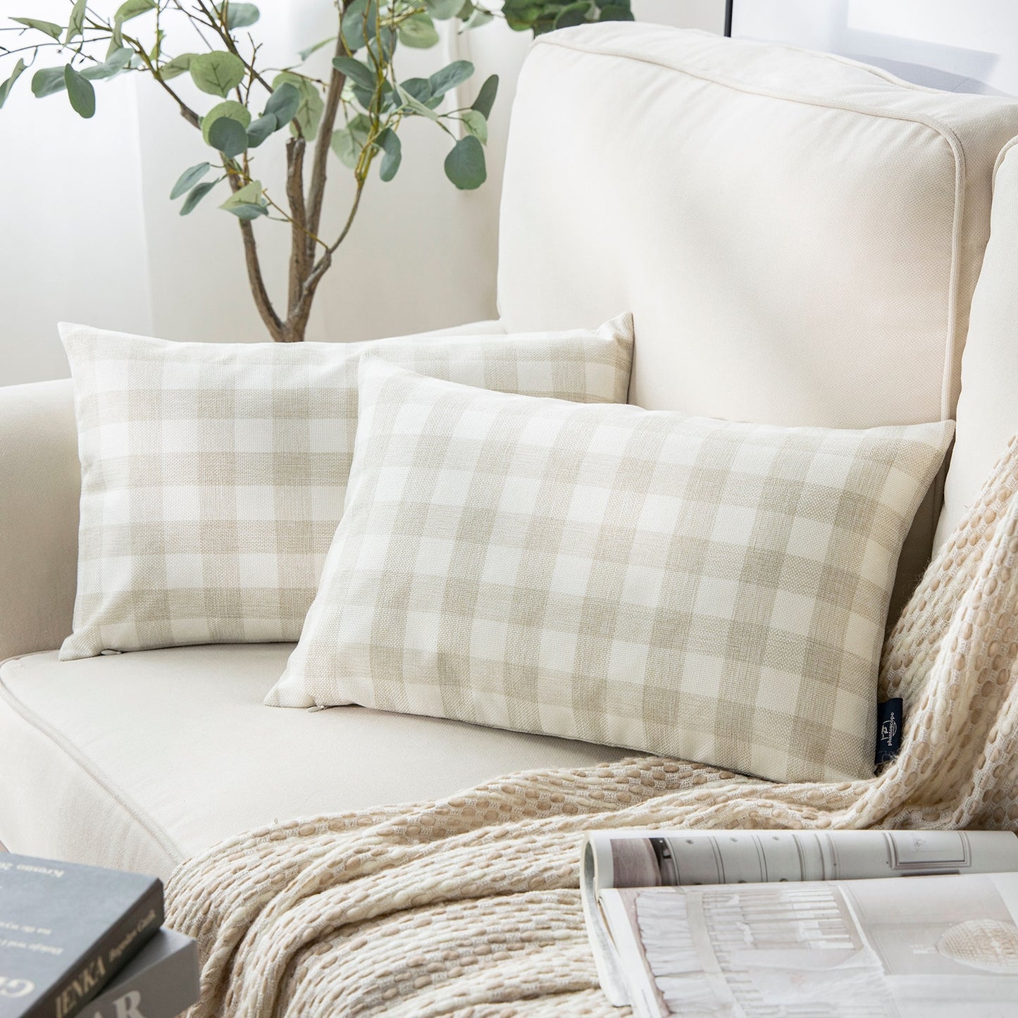 Pack of 2: Plaid Throw Pillow Covers (12X20)