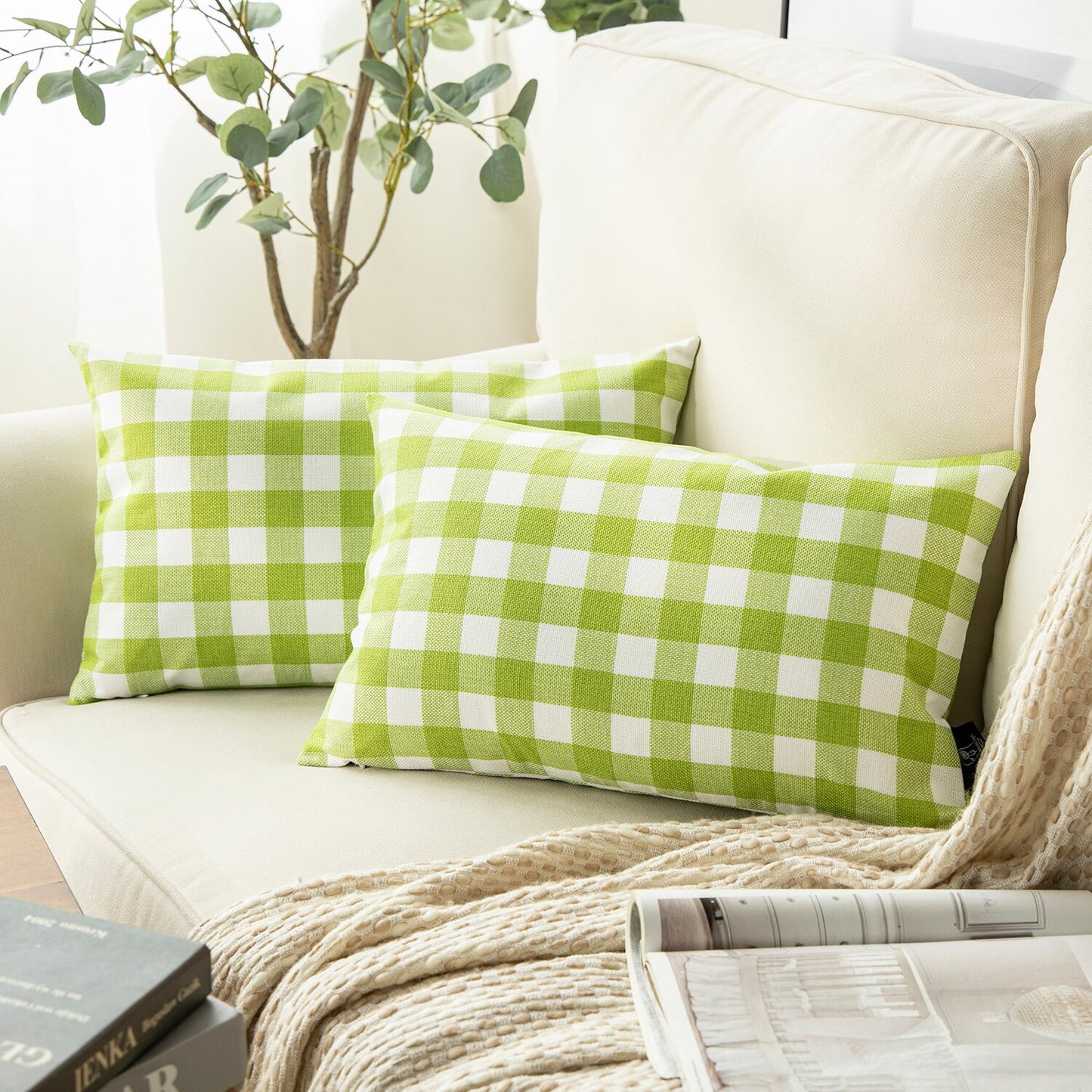 Pack of 2: Plaid Throw Pillow Covers (12X20)