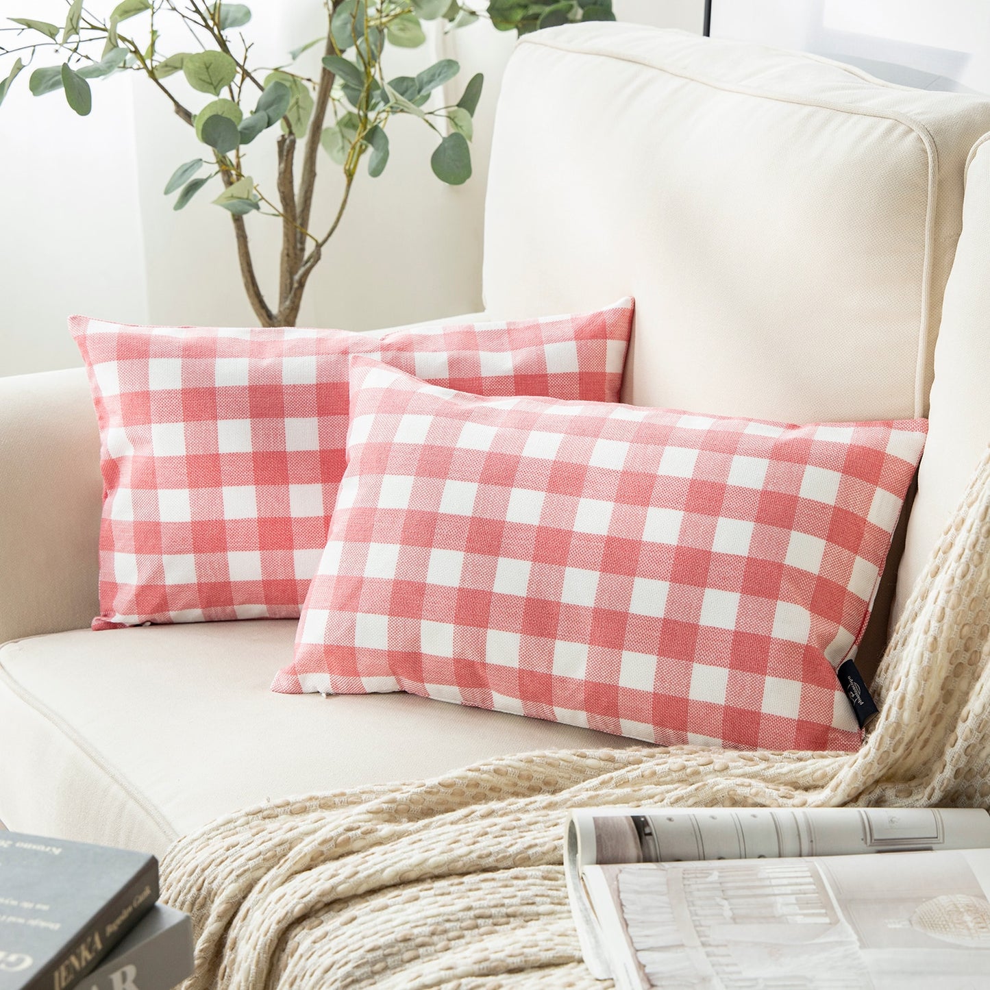 Pack of 2: Plaid Throw Pillow Covers (12X20)