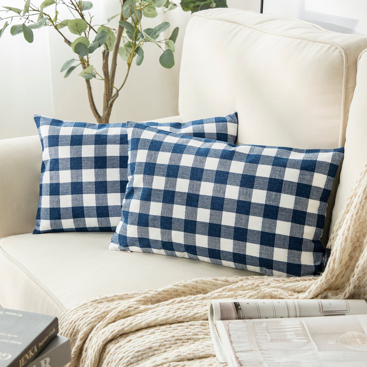 Pack of 2: Plaid Throw Pillow Covers (12X20)