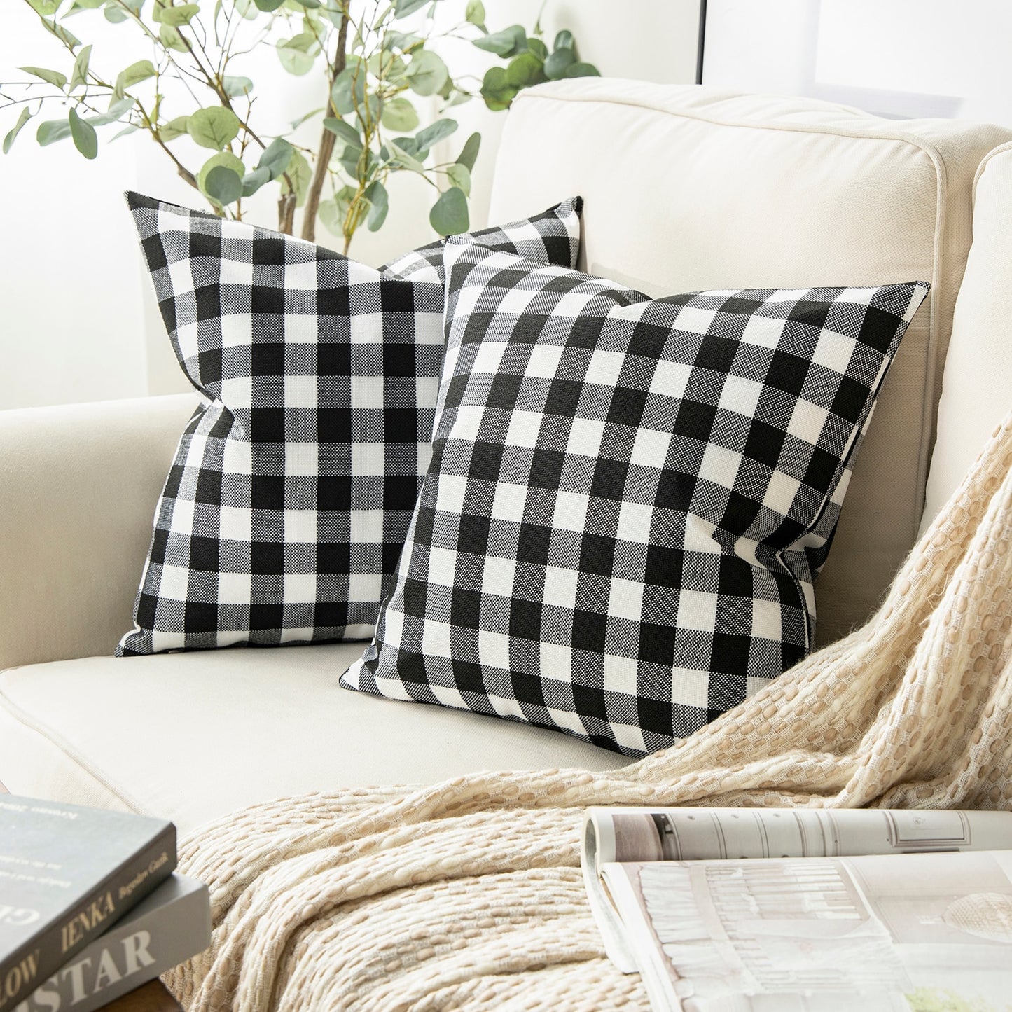 Pack of 2: Plaid Throw Pillow Covers (20X20)