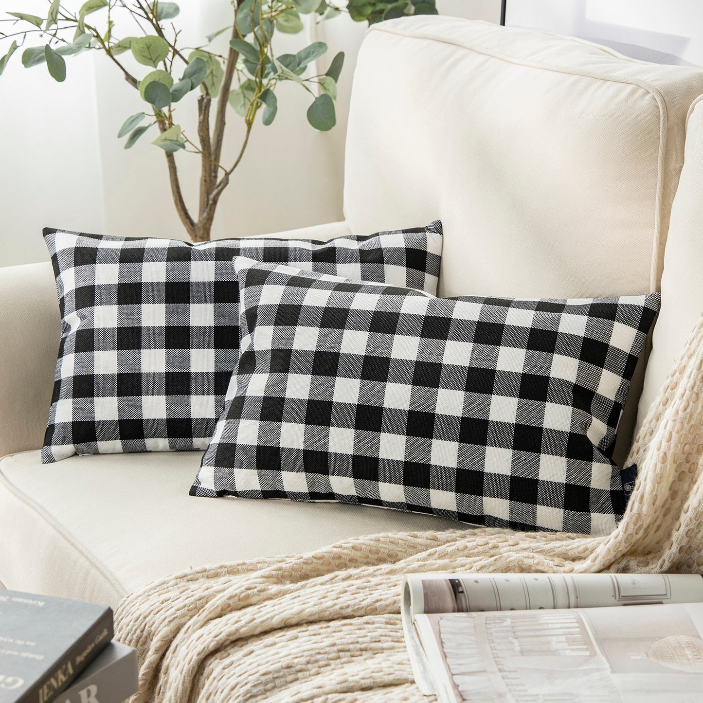 Pack of 2: Plaid Throw Pillow Covers (12X20)