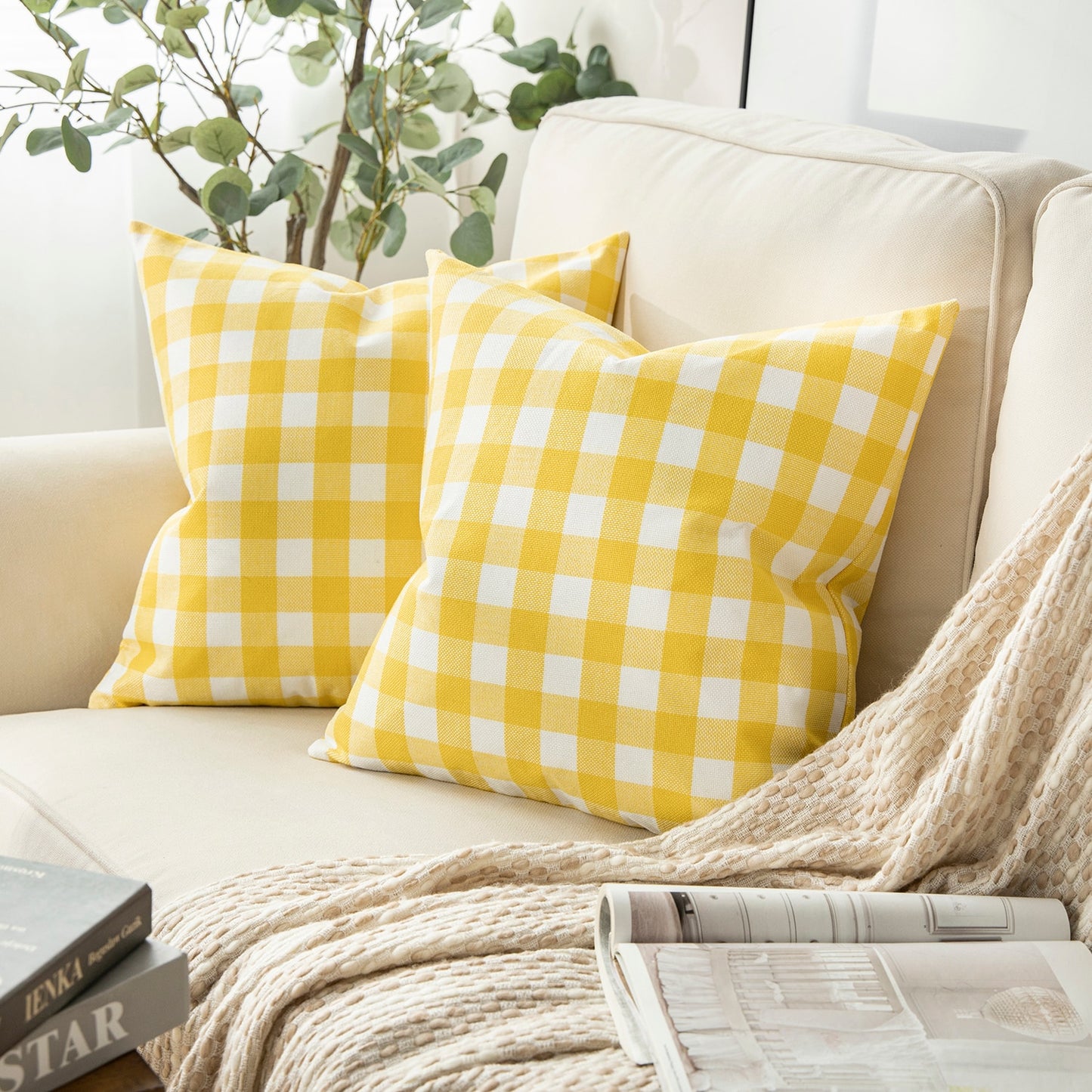 Pack of 2: Plaid Throw Pillow Covers (20X20)