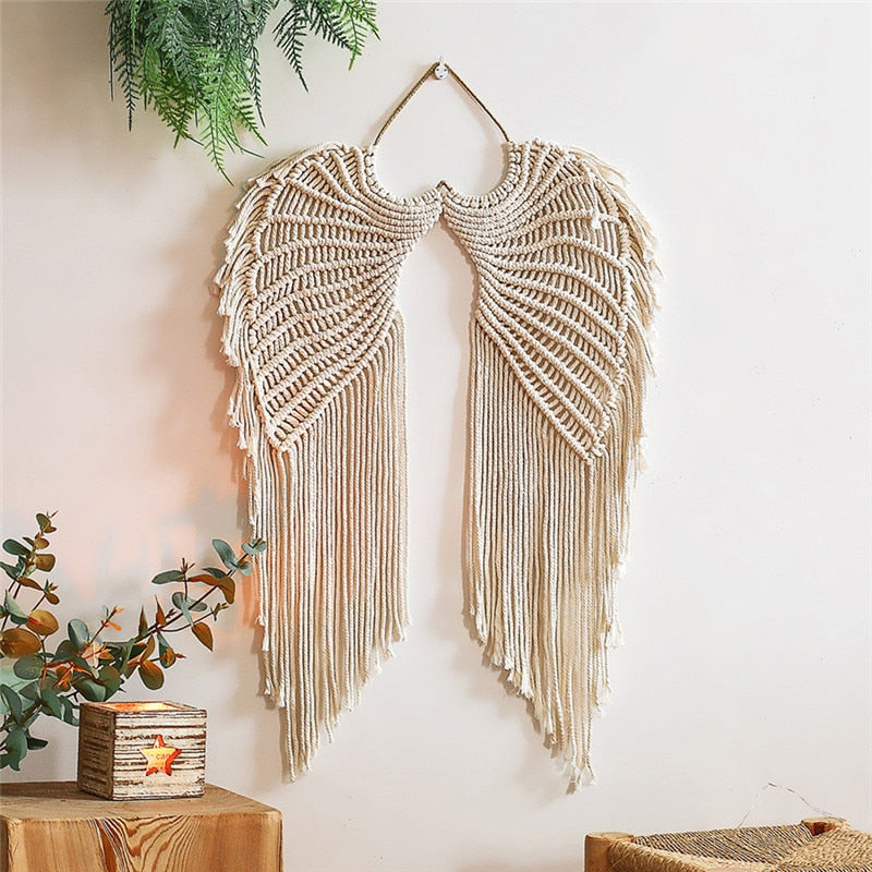 Hand-woven Angel Wing Macrame Tapestry