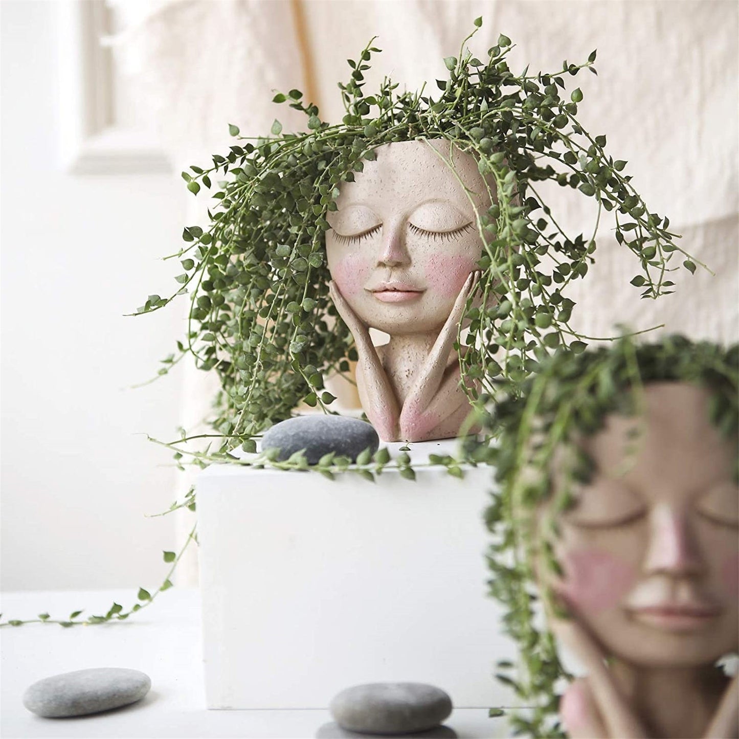 Girls Face Head Flower Planter