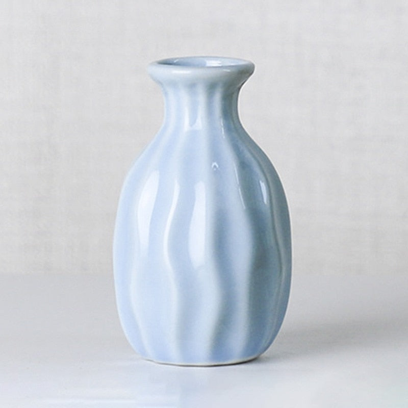 Mini Ceramic Flower Vase - Blue & Yellow