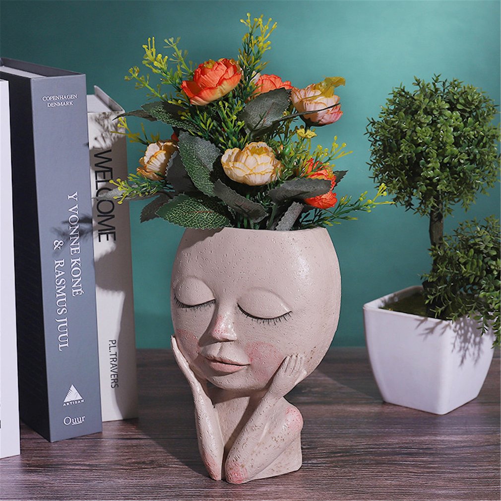 Girls Face Head Flower Planter