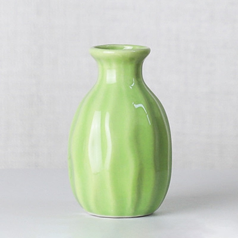 Mini Ceramic Flower Vase - Pink & Green