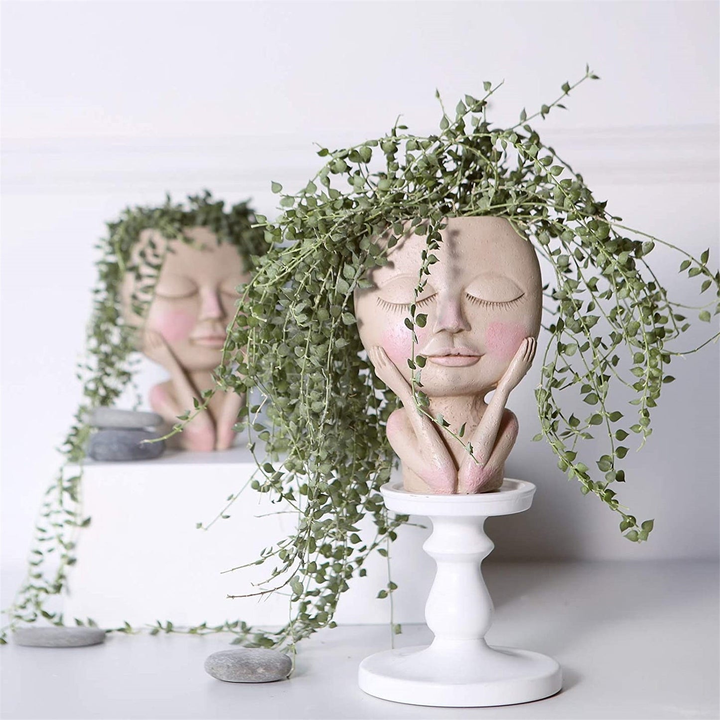 Girls Face Head Flower Planter