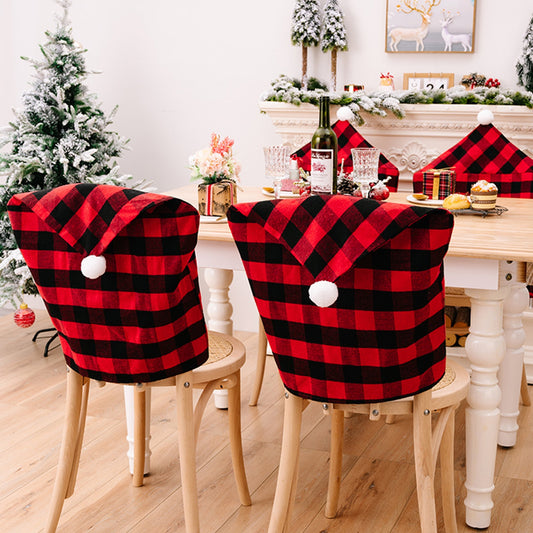 Red & Black Plaid Christmas Chair Cover