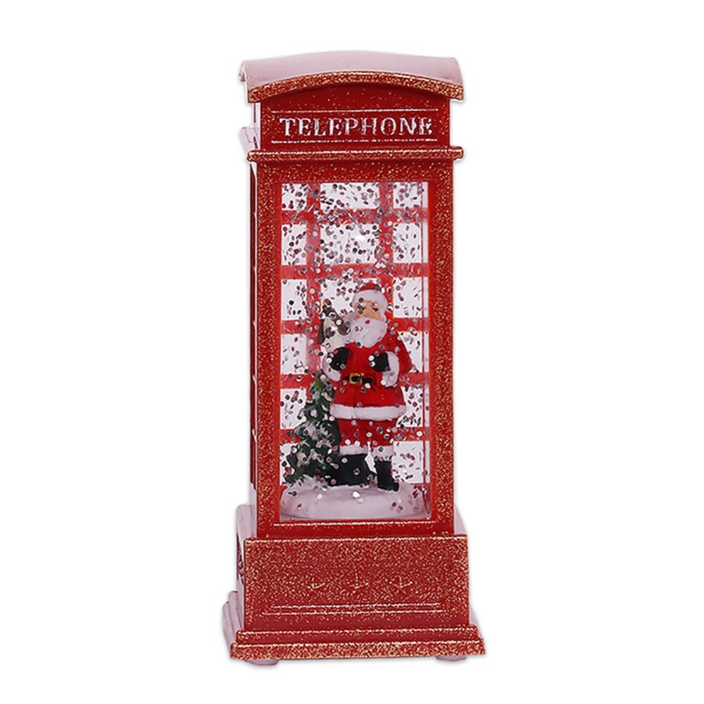 Red Vintage LED Christmas Phone Booth Lantern