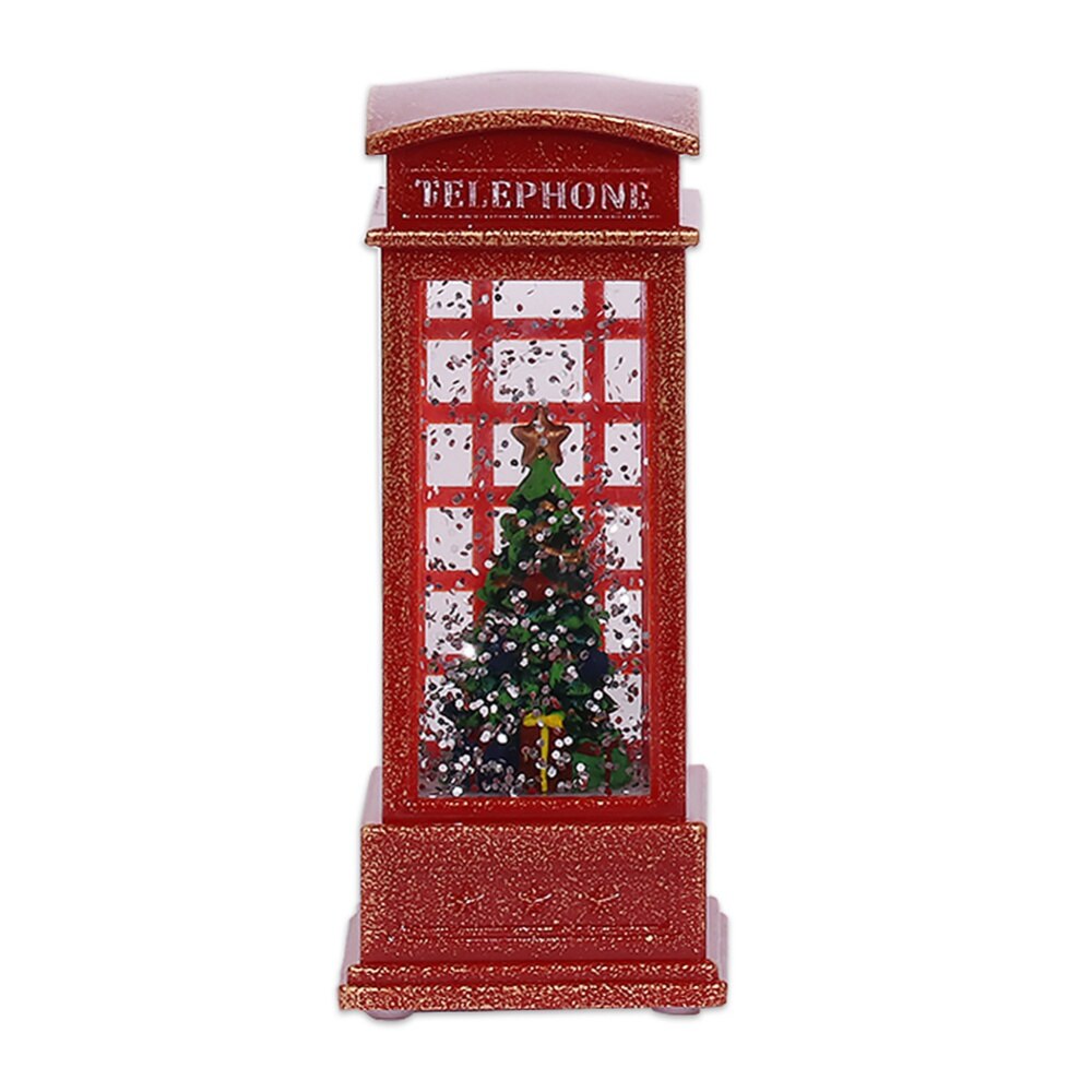 Red Vintage LED Christmas Phone Booth Lantern