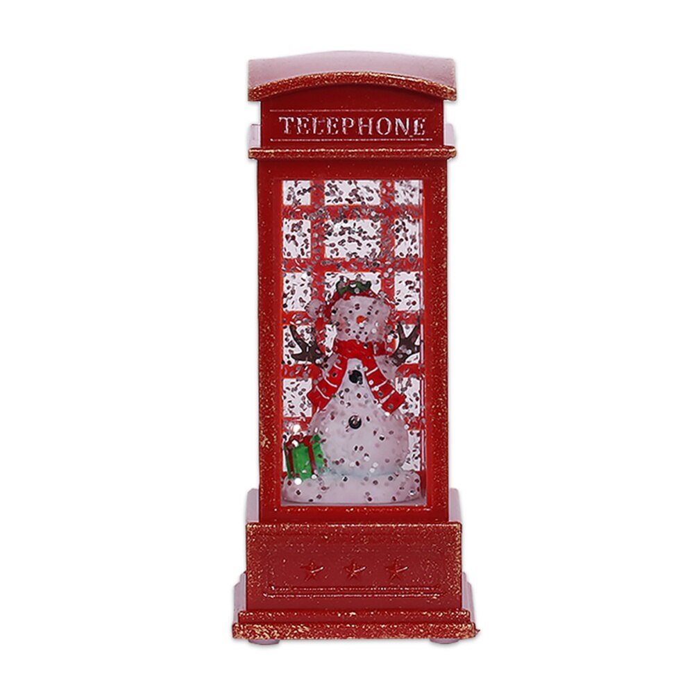 Red Vintage LED Christmas Phone Booth Lantern